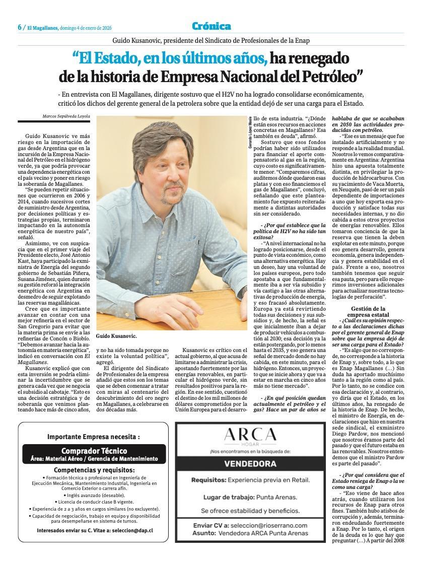 Defender el rol estratégico de ENAP en Magallanes es defender el futuro de la región